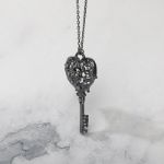 Bortwide "Never Ending Love" Skull Key Design Sterling Silver Necklace