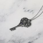 Bortwide "Never Ending Love" Skull Key Design Sterling Silver Necklace