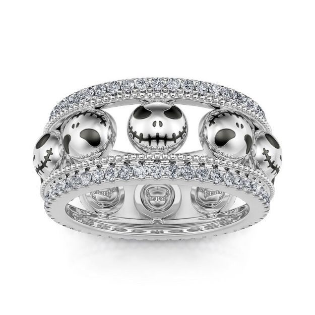 Bortwide "Halloween Fun" Skull Design Sterling Silver Band