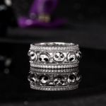 Bortwide "Halloween Fun" Skull Design Sterling Silver Band