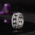 Bortwide "Halloween Fun" Skull Design Sterling Silver Band