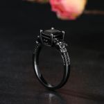 Bortwide"Eternal Love" Black Skull Cushion Cut Gothic Sterling Silver Ring