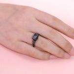 Bortwide"Eternal Love" Black Skull Cushion Cut Gothic Sterling Silver Ring