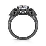 Bortwide"Eternal Love" Black Skull Cushion Cut Gothic Sterling Silver Ring