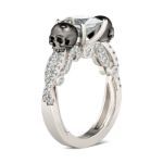 Bortwide Twist Milgrain Princess Cut Sterling Silver Skull Ring