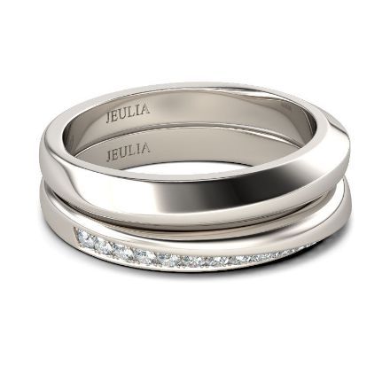 Bortwide Stylish Design Round Cut Sterling Silver Band Set