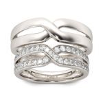 Bortwide Crossover Round Cut Sterling Silver Band Set