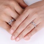 Bortwide Crossover Round Cut Sterling Silver Band Set