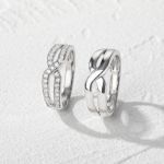 Bortwide Crossover Round Cut Sterling Silver Band Set