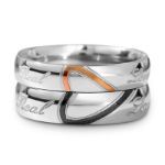 Bortwide Two Tone Heart Titanium Steel Couple Rings