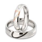 Bortwide Two Tone Heart Titanium Steel Couple Rings