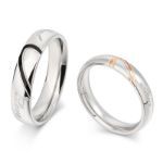 Bortwide Two Tone Heart Titanium Steel Couple Rings