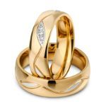 Bortwide Gold Tone Titanium Steel Couple Rings