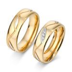 Bortwide Gold Tone Titanium Steel Couple Rings