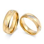 Bortwide Gold Tone Titanium Steel Couple Rings