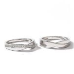 Bortwide Stylish Crossover Sterling Silver Couple Rings