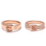 Bortwide "Unending Love" Belt-Shaped Round Cut Sterling Silver Couple Rings