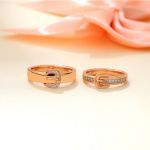 Bortwide "Unending Love" Belt-Shaped Round Cut Sterling Silver Couple Rings