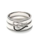 Bortwide Angel Wings Creative Engraved Sterling Silver Couple Rings