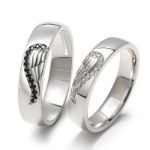 Bortwide Angel Wings Creative Engraved Sterling Silver Couple Rings