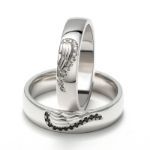 Bortwide Angel Wings Creative Engraved Sterling Silver Couple Rings