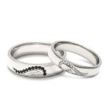 Bortwide Angel Wings Creative Engraved Sterling Silver Couple Rings