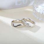 Bortwide Angel Wings Creative Engraved Sterling Silver Couple Rings