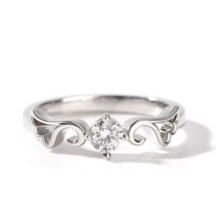 Bortwide "Angel Wings" Round Cut Sterling Silver Ring