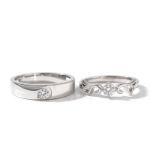 Bortwide "Angel Wings" Round Cut Sterling Silver Couple Rings