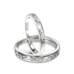 Bortwide "Endless Love" Vine Flower Design Adjustable Sterling Silver Couple Rings