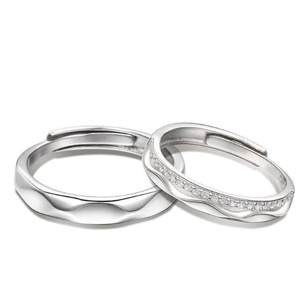 Bortwide "The Exclusive Mark of Love" Adjustable Sterling Silver Couple Rings