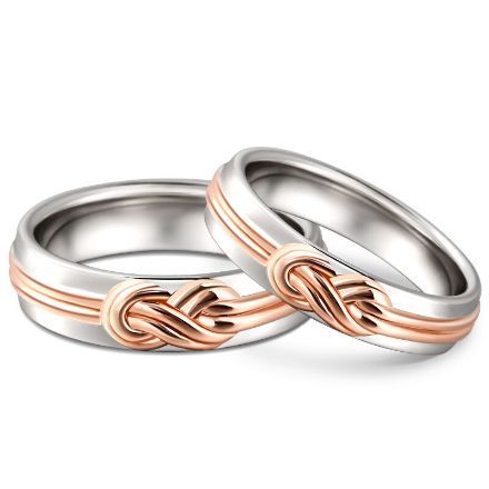 Bortwide "Eternal Connection" Knot Design Sterling Silver Couple Rings