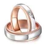 Bortwide "Forever Promise" Two Tone Sterling Silver Couple Rings