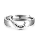 Bortwide "True Love" Half Heart Adjustable Sterling Silver Men's Band