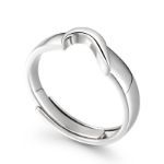 Bortwide "True Love" Half Heart Adjustable Sterling Silver Men's Band