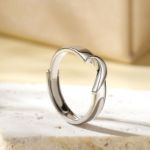 Bortwide "True Love" Half Heart Adjustable Sterling Silver Men's Band