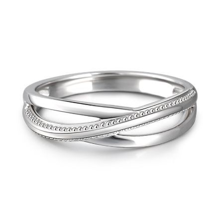 Bortwide "Eternal Promise" Crossover Design Sterling Silver Men's Band