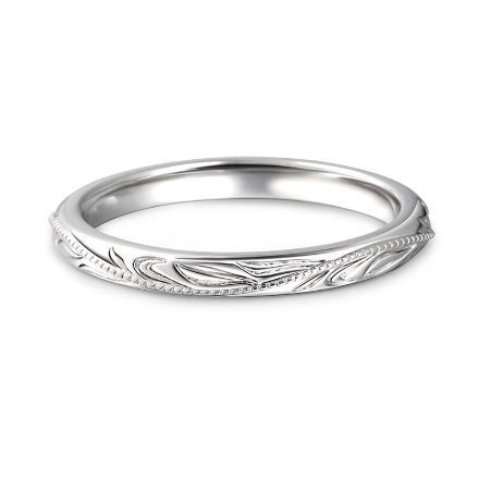 Bortwide "Always & Forever" Unique Leaf Carved Sterling Silver Women's Band