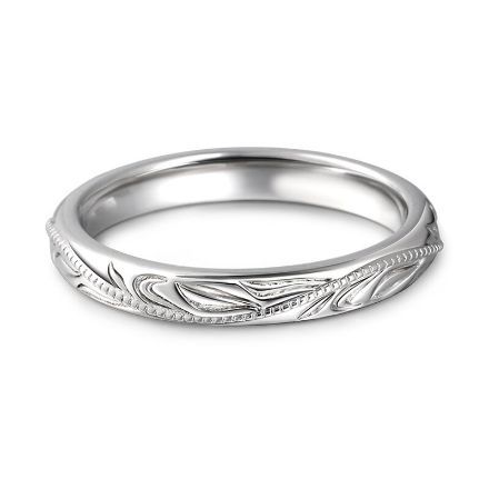 Bortwide "Always & Forever" Unique Leaf Carved Sterling Silver Men's Band