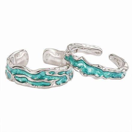 Bortwide "Aurora Impression" Open Design Sterling Silver Couple Rings