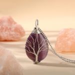 Bortwide "Calming Spirit" Winding Tree Design Natural Amethyst Necklace