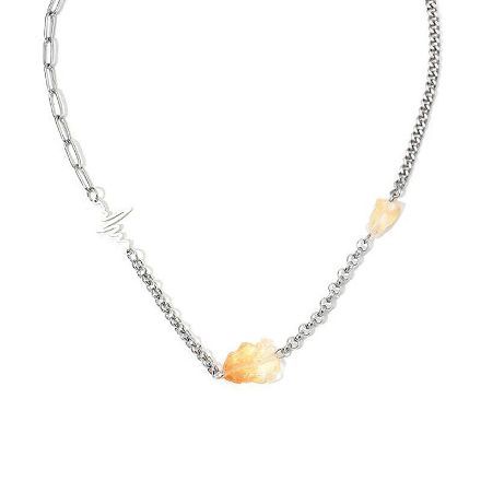 Bortwide "Abundance Manifestation" Heartbeat Design Irregular Natural Citrine Necklace