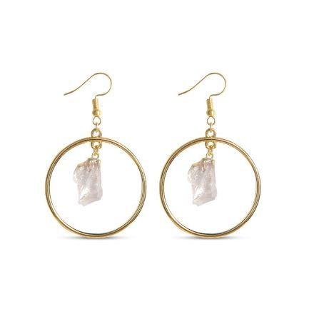 Bortwide "Amplification" Irregular Natural Clear Quartz Drop Earrings