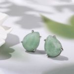 Bortwide "Soothing Energy" Pear Shaped Natural Green Aventurine Stud Earrings