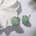 Bortwide "Soothing Energy" Pear Shaped Natural Green Aventurine Stud Earrings