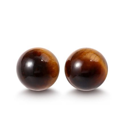 Bortwide "Burst of Courage" Round Natural Tiger's Eye Stud Earrings