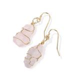 Bortwide "Cherished Love" Irregular Natural Rose Quartz Earrings