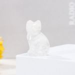 Bortwide "Wealth & Abundance" Natural Clear Quartz Lucky Cat Crystal Carving