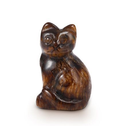 Bortwide "Believe in Yourself" Natural Tiger's Eye Lucky Cat Crystal Carving