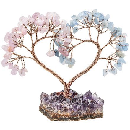 Bortwide "Tranquility & Compassion" Heart-Shaped Natural Crystal Feng Shui Tree